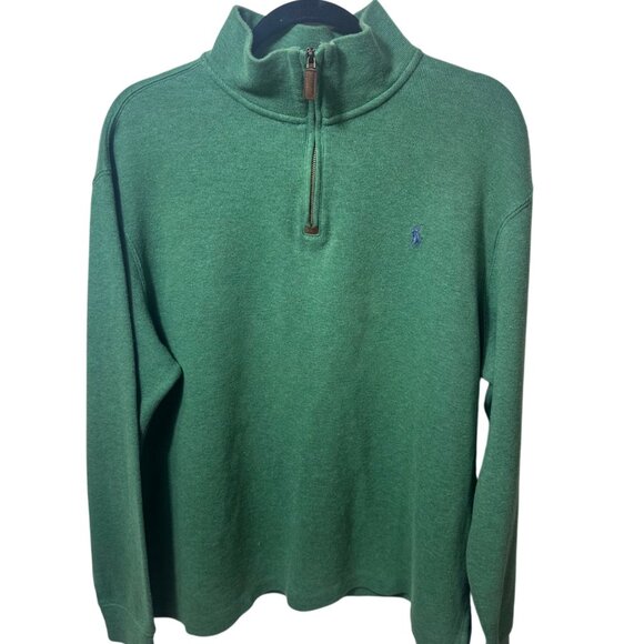 Polo Ralph Lauren Other - Men’s Polo Ralph Lauren Solid Green 1/4 Zip Long Sleeve 100% Cotton Size Large